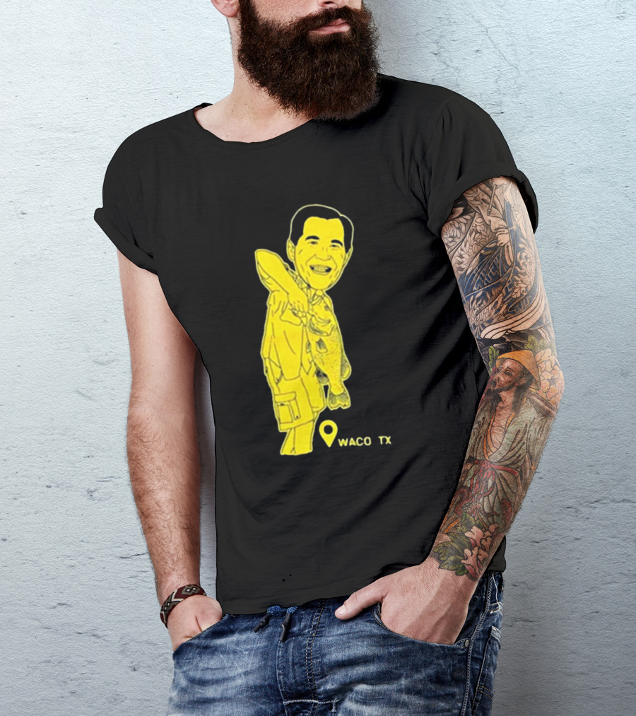 Cott Drew Fishing Caricature Waco TX T-Shirt