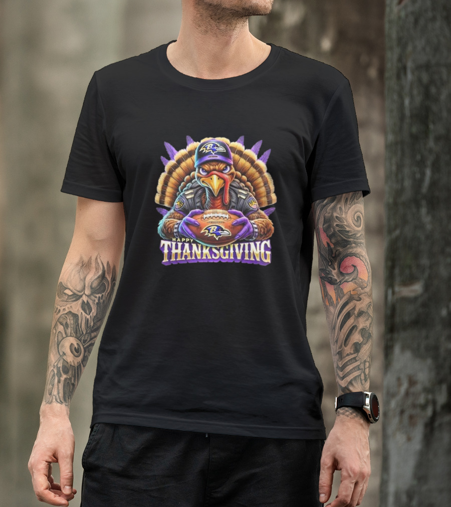 Happy Thanksgiving Baltimore Ravens Football Turkey 2024 Holiday T-Shirt