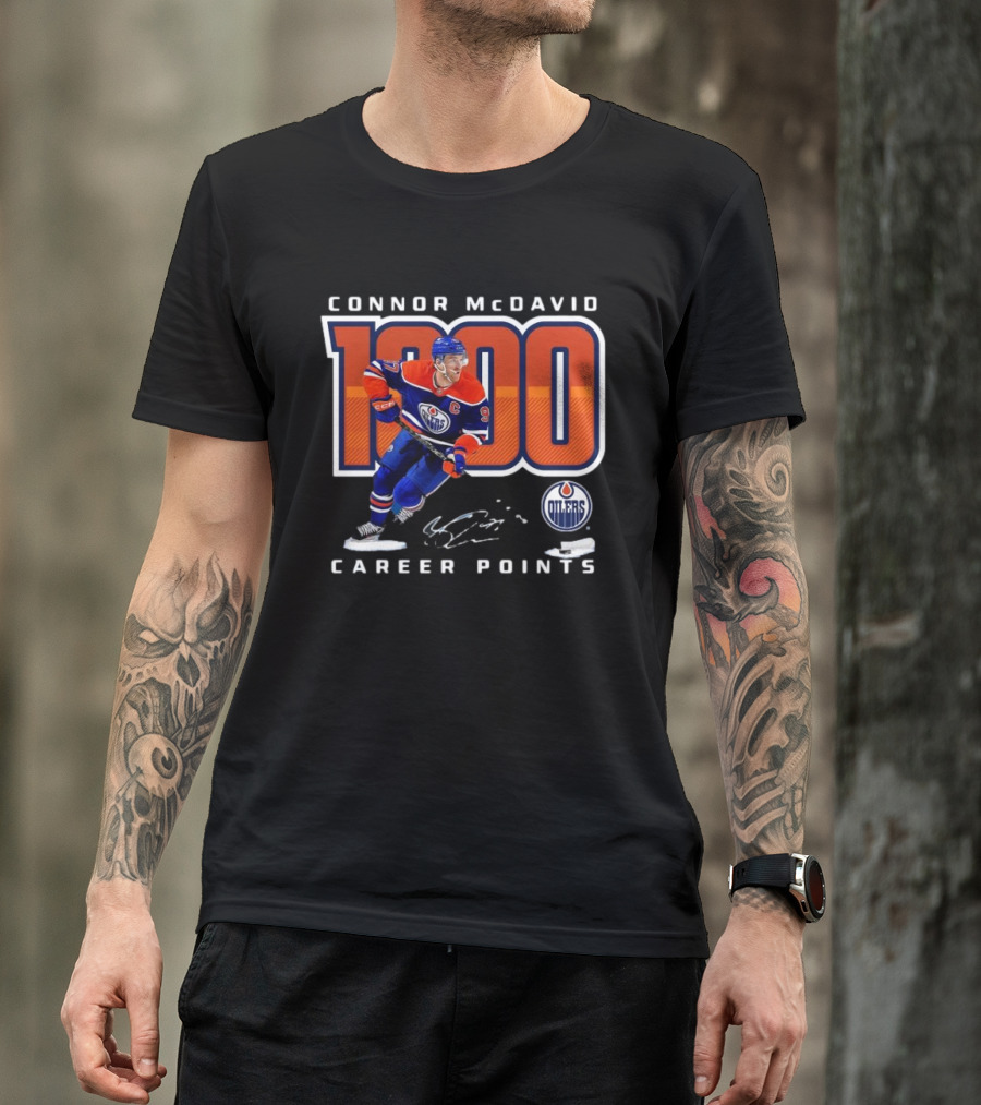 Connor McDavid 1000 Career Points Edmonton Oilers T-Shirt