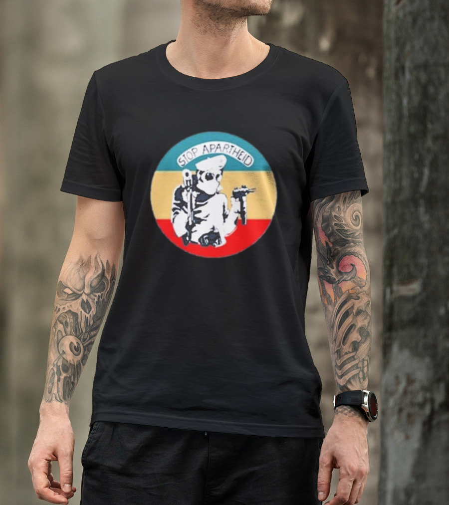 Stop Apartheid Jordan Peele Circle Soldier Weapon Multicolor T-Shirt