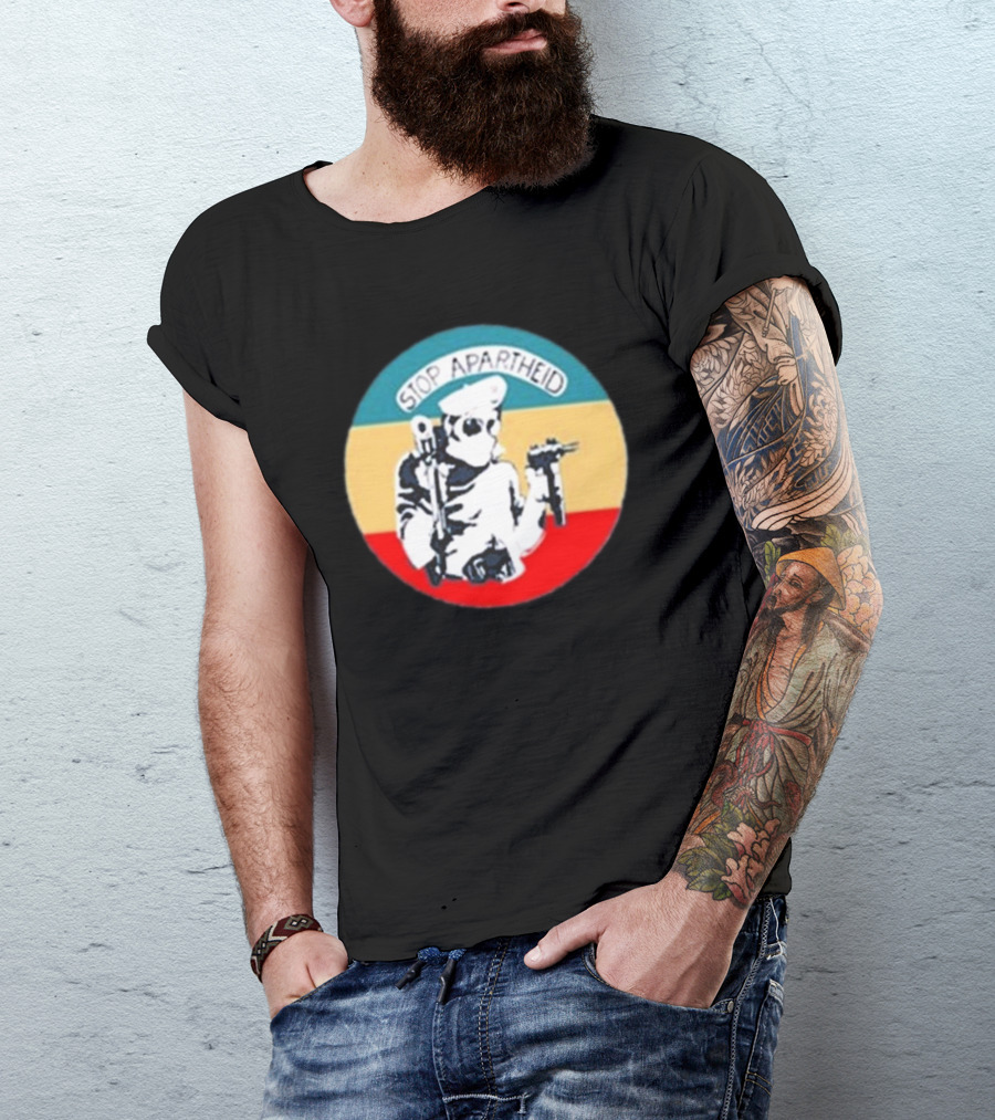 Stop Apartheid Jordan Peele Circle Soldier Weapon Multicolor T-Shirt