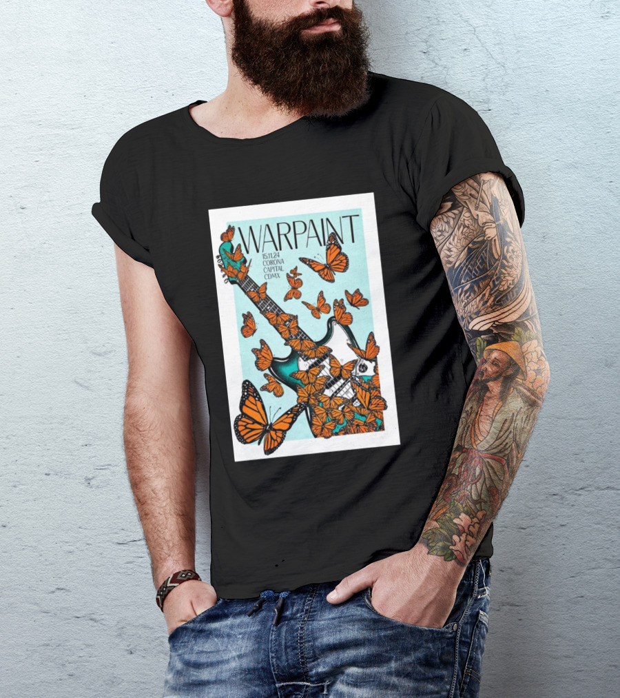 Warpaint Monarch Guitar Art Corona Capital Nov 15 2024 CDMX T-Shirt