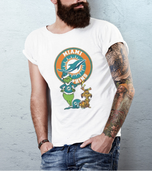 Grinch Max Miami Dolphins Merry Christmas T-Shirt