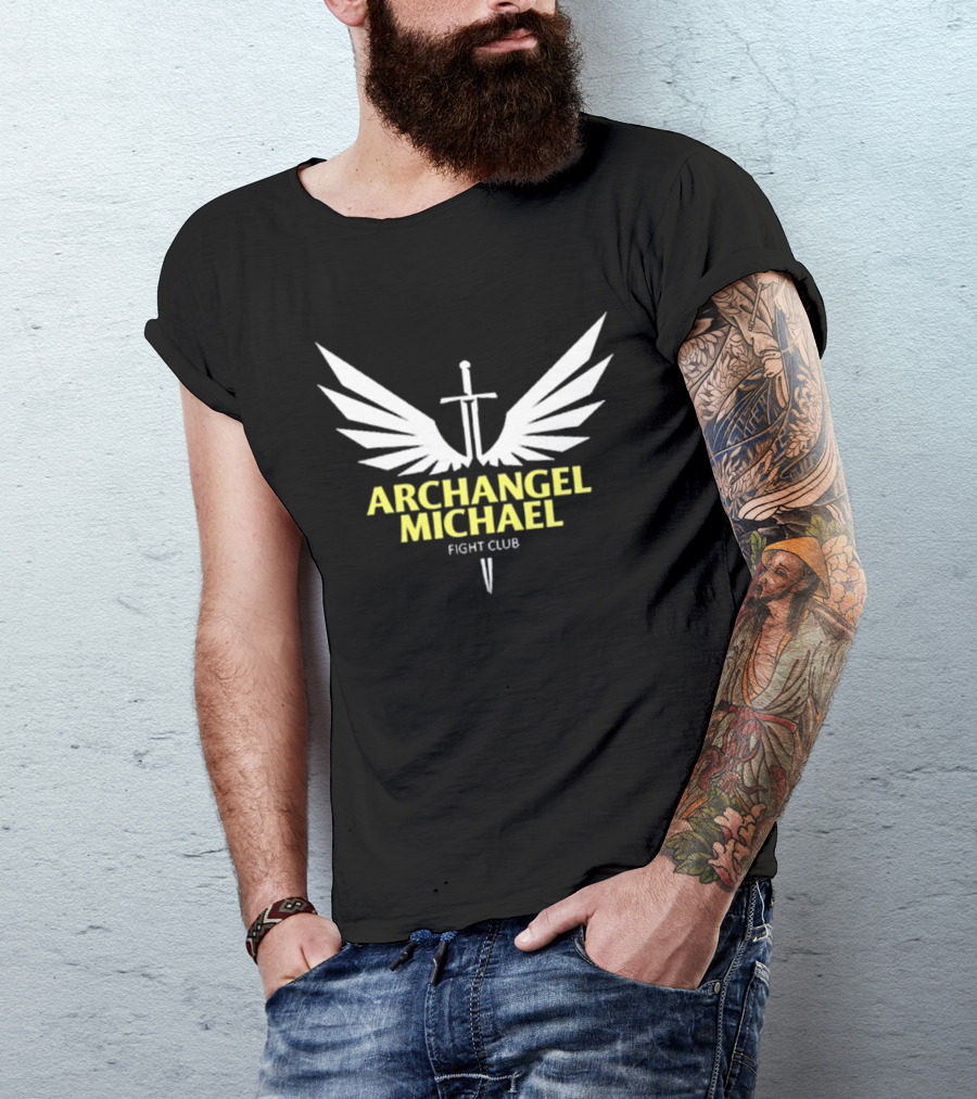 Archangel Michael Sword Wings Emblem Fight Club T-Shirt