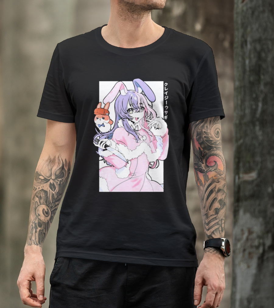 Gamersupps Punkalopi Crazy Usagi Japanese Text Anime Bunny Girl Holding Knife T-Shirt