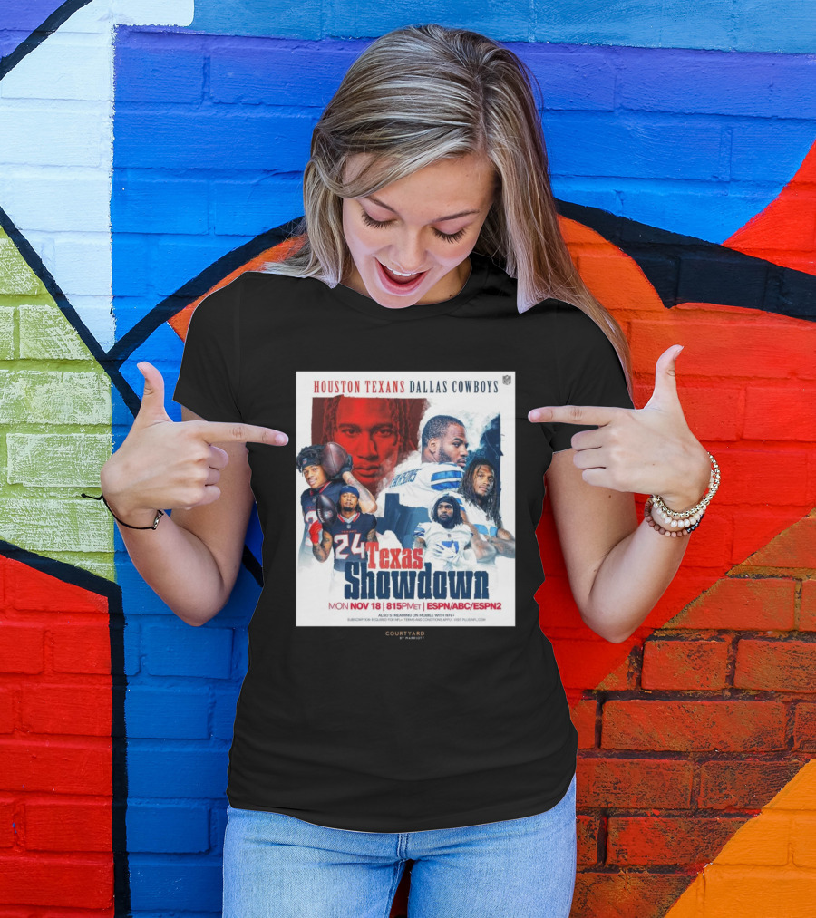 Houston Texans Dallas Cowboys Texas Showdown Mon Nov 18 815PM ET ESPN ABC ESPN2 T-Shirt