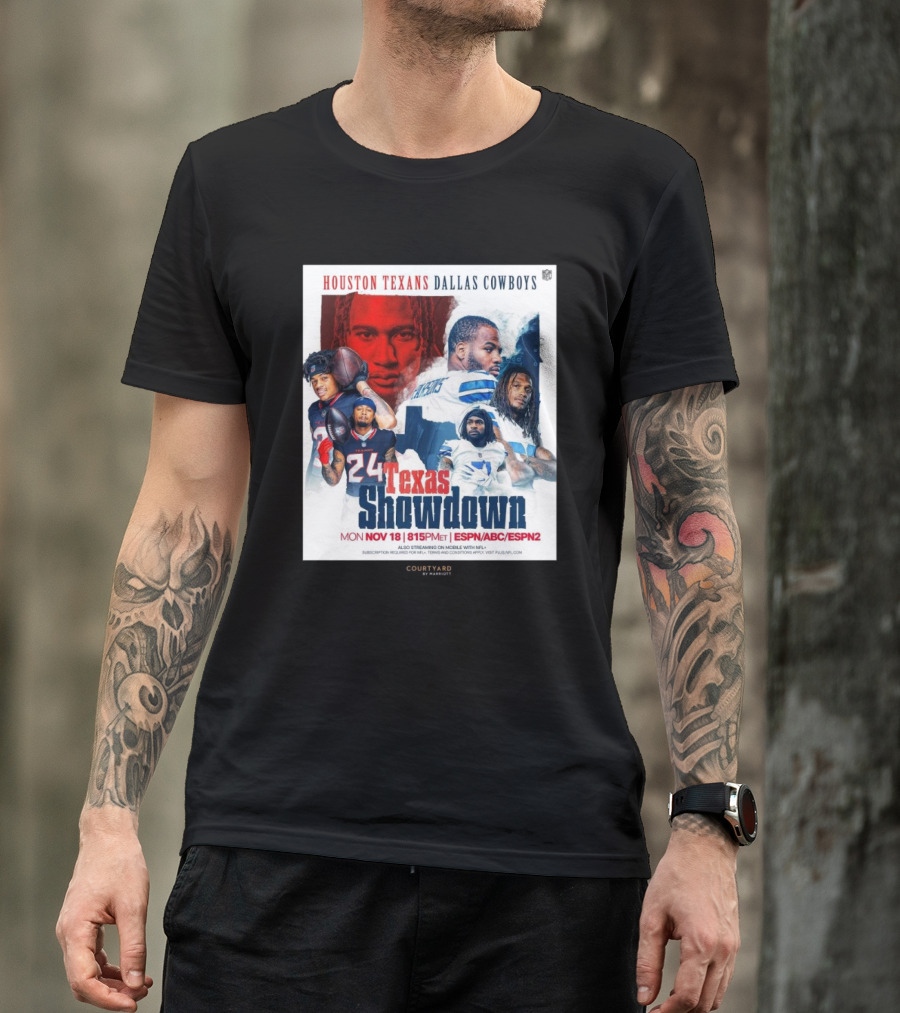 Houston Texans Dallas Cowboys Texas Showdown Mon Nov 18 815PM ET ESPN ABC ESPN2 T-Shirt
