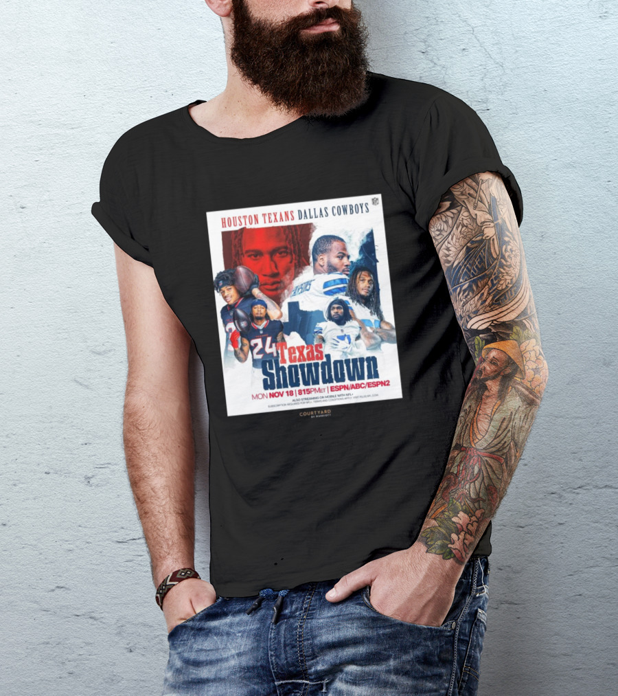 Houston Texans Dallas Cowboys Texas Showdown Mon Nov 18 815PM ET ESPN ABC ESPN2 T-Shirt