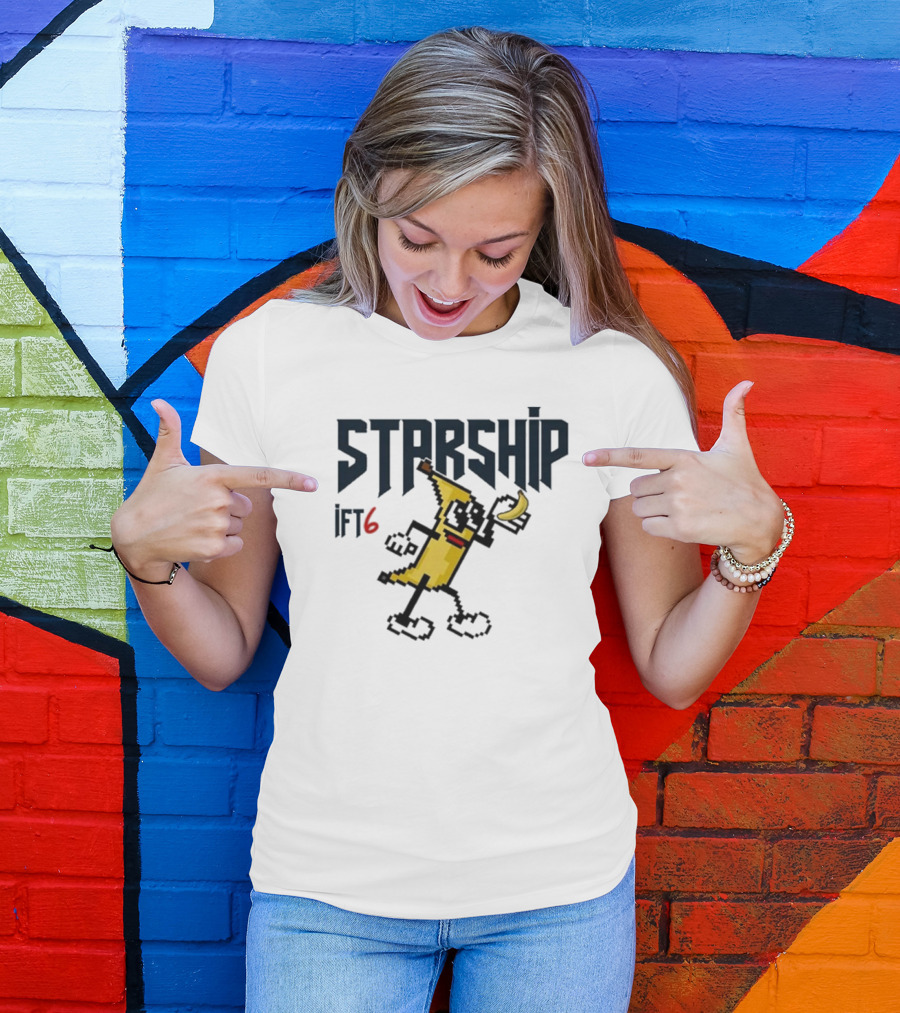 Starship IFT6 Banana Pixel Art Character T-Shirt