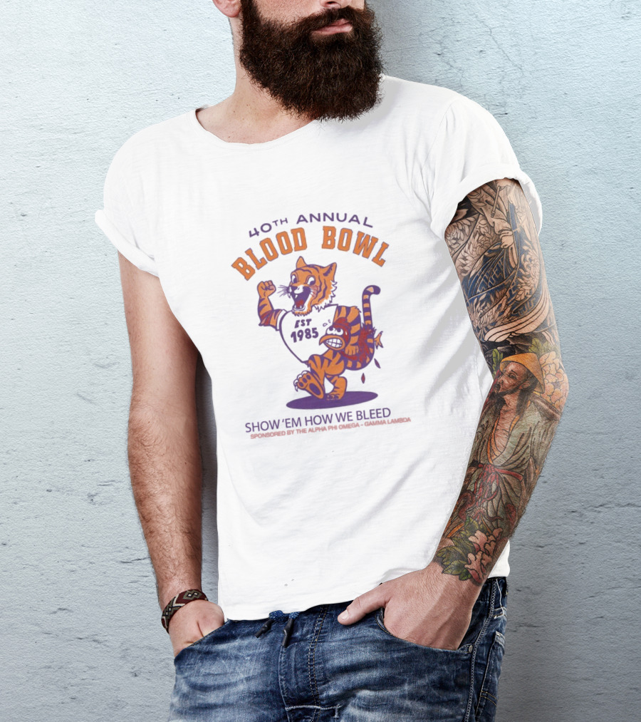 40th Annual Blood Bowl Est 1985 Show 'Em How We Bleed Sponsored By Alpha Phi Omega Gamma Lambda T-Shirt