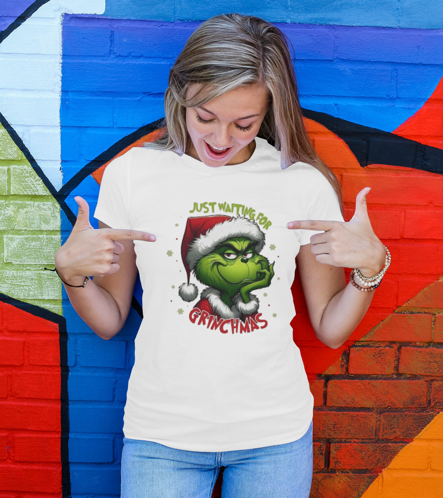 Just Waiting For Grinchmas Merry Christmas T-Shirt