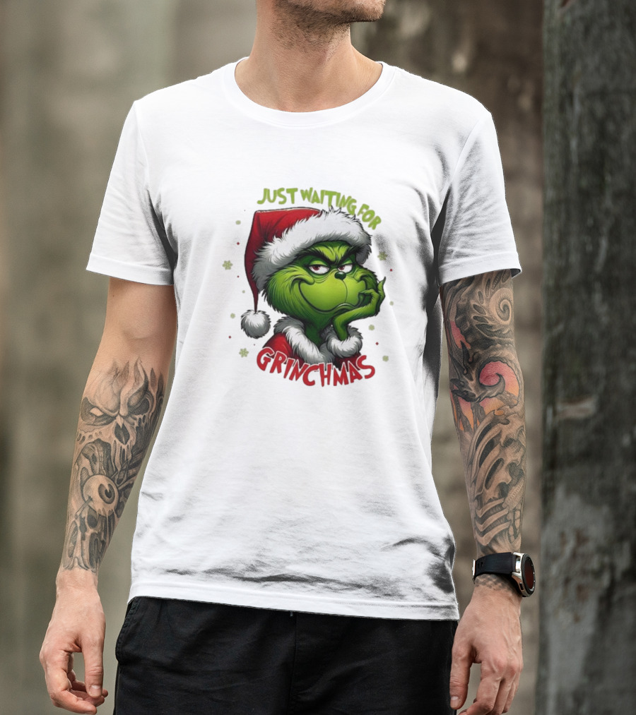 Just Waiting For Grinchmas Merry Christmas T-Shirt