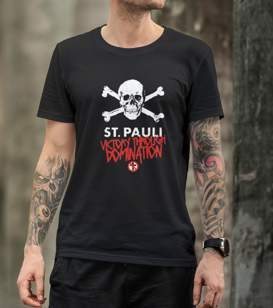 St. Pauli Victory Through Domination Skull And Crossbones Bad Religion T-Shirt