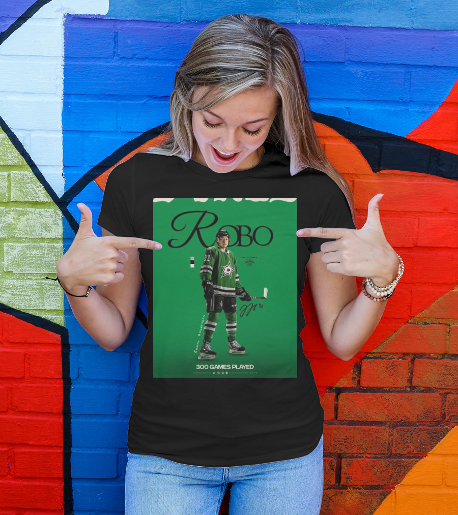 Dallas Stars Robo Jason Robertson 300 Games Played NHL T-Shirt
