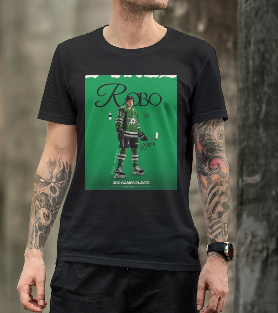 Dallas Stars Robo Jason Robertson 300 Games Played NHL T-Shirt