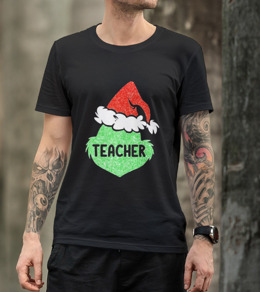 Santa Grinch Hat Teacher Christmas Holiday T-Shirt