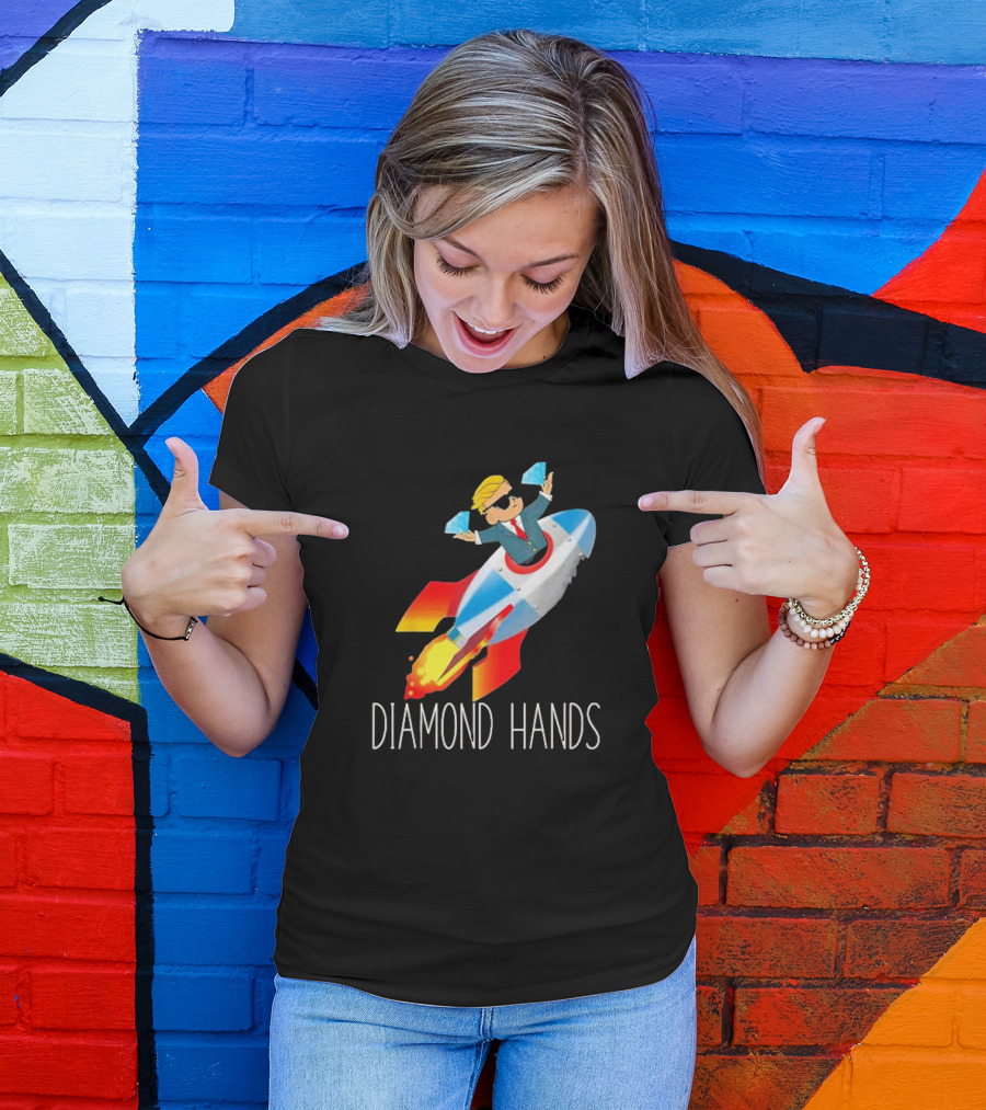 WallStreetBets WSB Diamond Hands Rocket Ship To The Moon T-Shirt