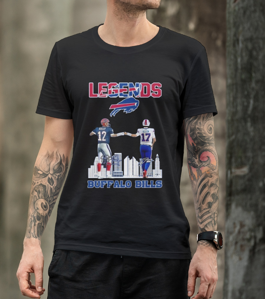 Legends Buffalo Bills Kelly Allen Signatures City Skyline T-Shirt
