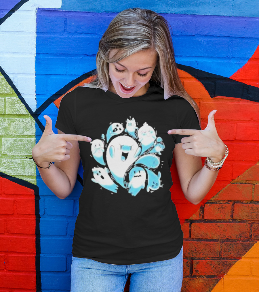 Ghostly Gathering Alexandra Sketch Spooky Blue Spirits T-Shirt