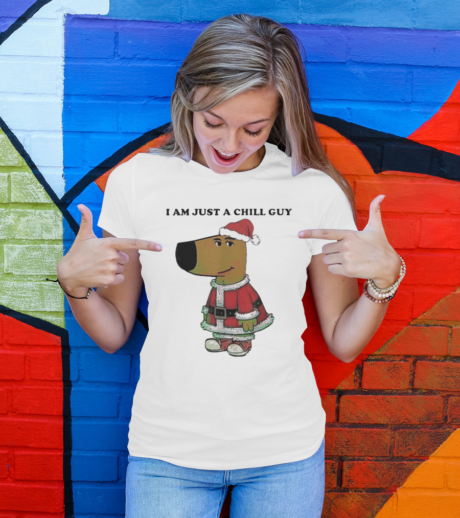 I Am Just A Chill Guy Santa Hat Christmas Meme T-Shirt