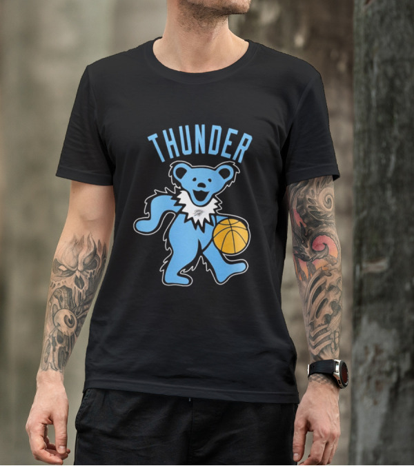 Oklahoma City Thunder Grateful Dead Dancing Bear Basketball T-Shirt