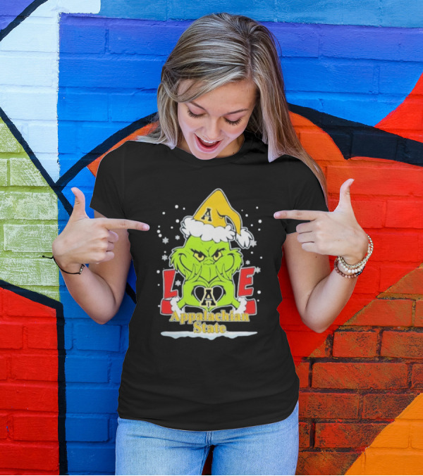 The Grinch Love Appalachian State Christmas Football T-Shirt