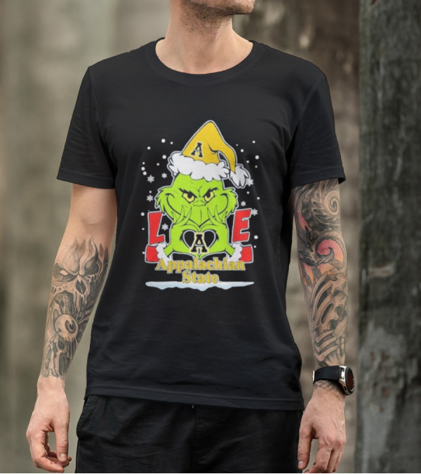 The Grinch Love Appalachian State Christmas Football T-Shirt