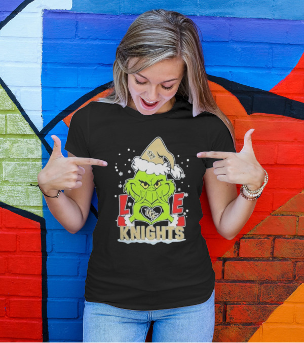 Grinch Love UCF Knights Christmas Football T-Shirt