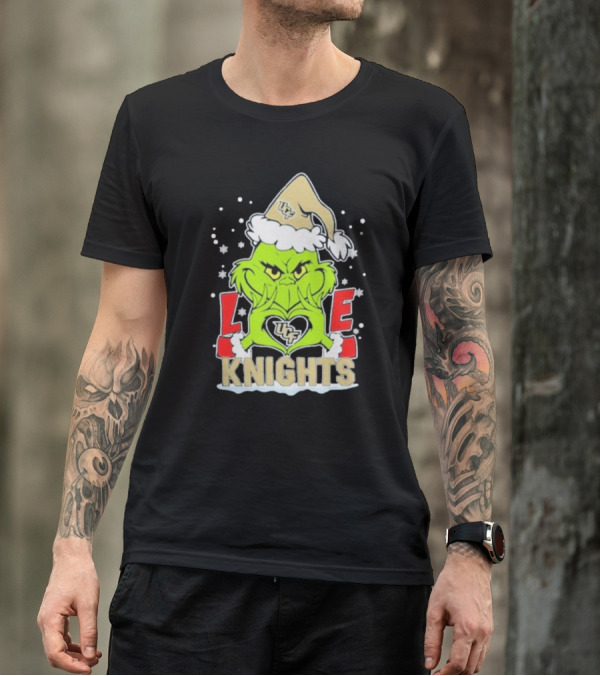 Grinch Love UCF Knights Christmas Football T-Shirt