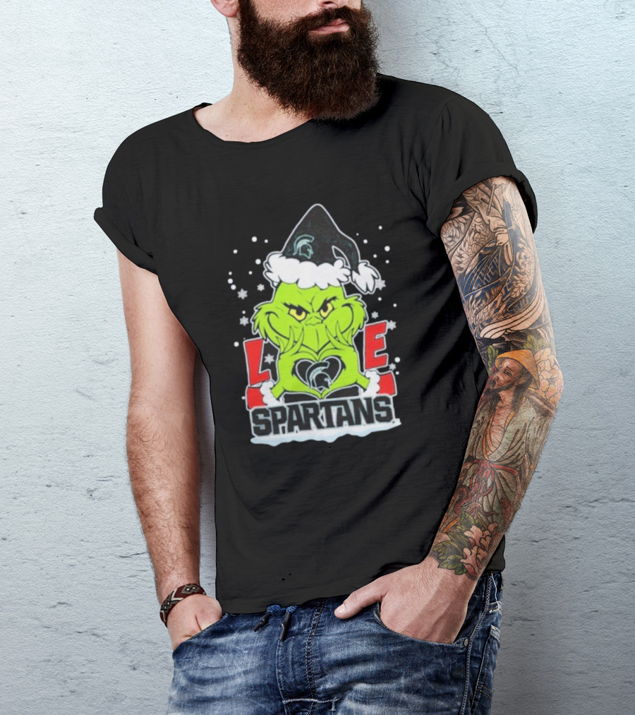 The Grinch Love Spartans Michigan State Christmas T-Shirt