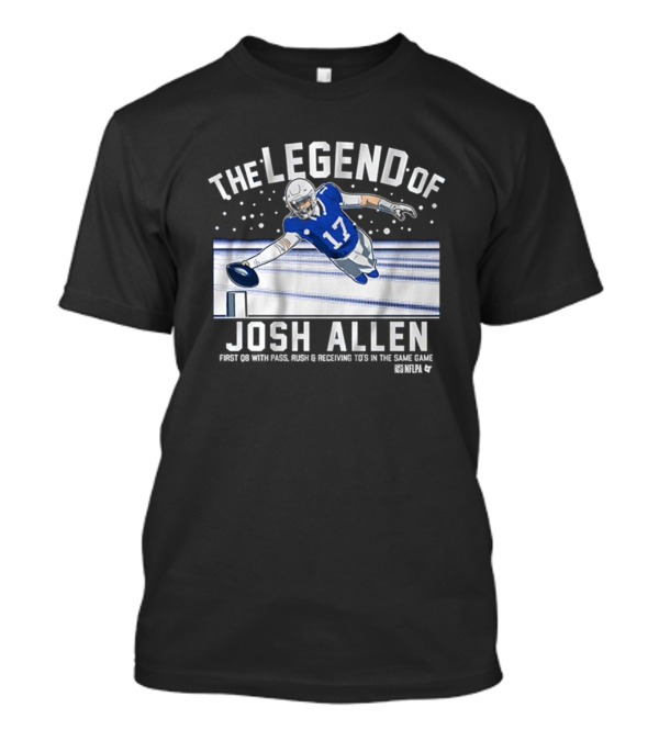 The Legend Of Josh Allen First QB With Pass Rush And Receiving TD's In The Same Game Buffalo Bills NFLPA T-Shirt