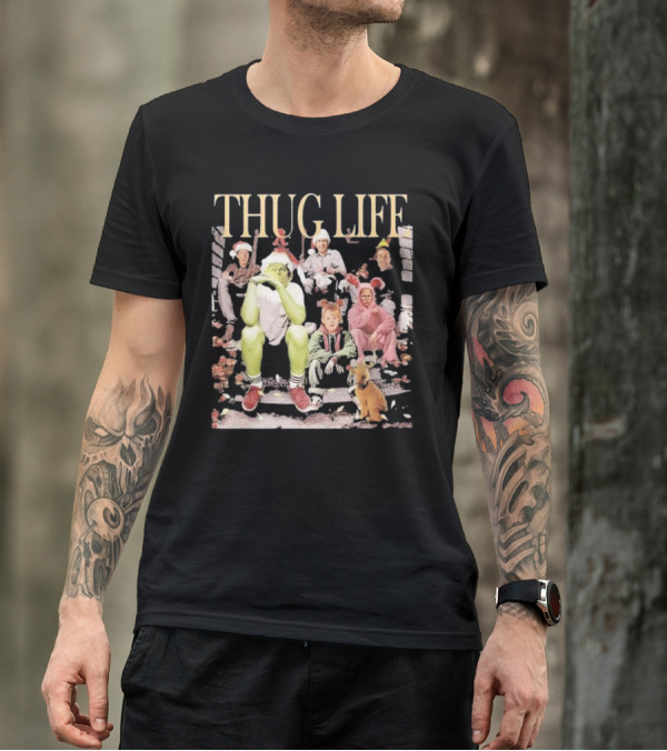 THUG LIFE Merry Christmas Grinch And Holiday Movie Icons T-Shirt