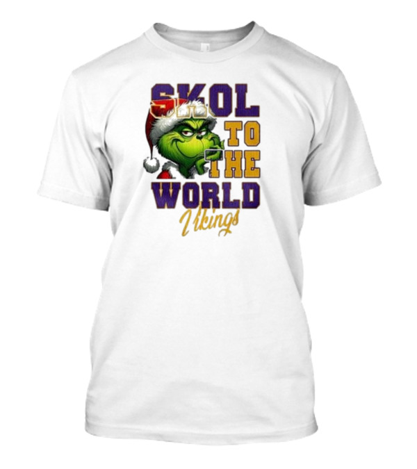 Minnesota Vikings Skol To The World Merry Christmas Grinch T-Shirt