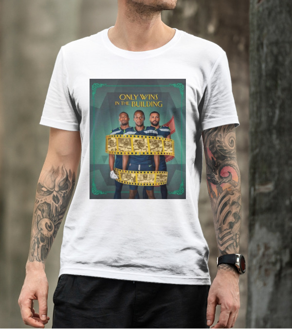 ONLY WINS IN THE BUILDING SEATTLE SEAHAWKS FILM STRIP BACKGROUND T-Shirt