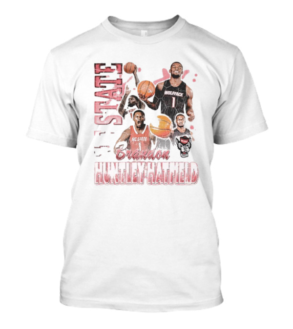 Brandon Huntley-Hatfield NC State Wolfpack 90s Retro Basketball Collage T-Shirt