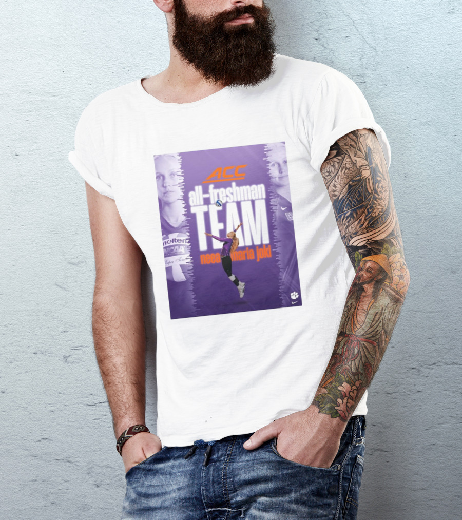 Clemson Tigers ACC All-Freshman Team Neea Maria Joki Volleyball Achievement T-Shirt