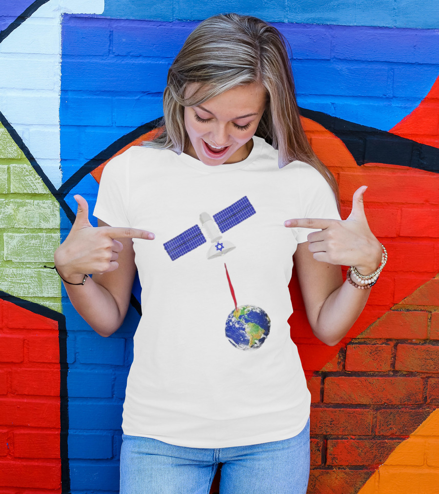 Jewish Space Laser Satellite Targeting Earth With Star Of David T-Shirt
