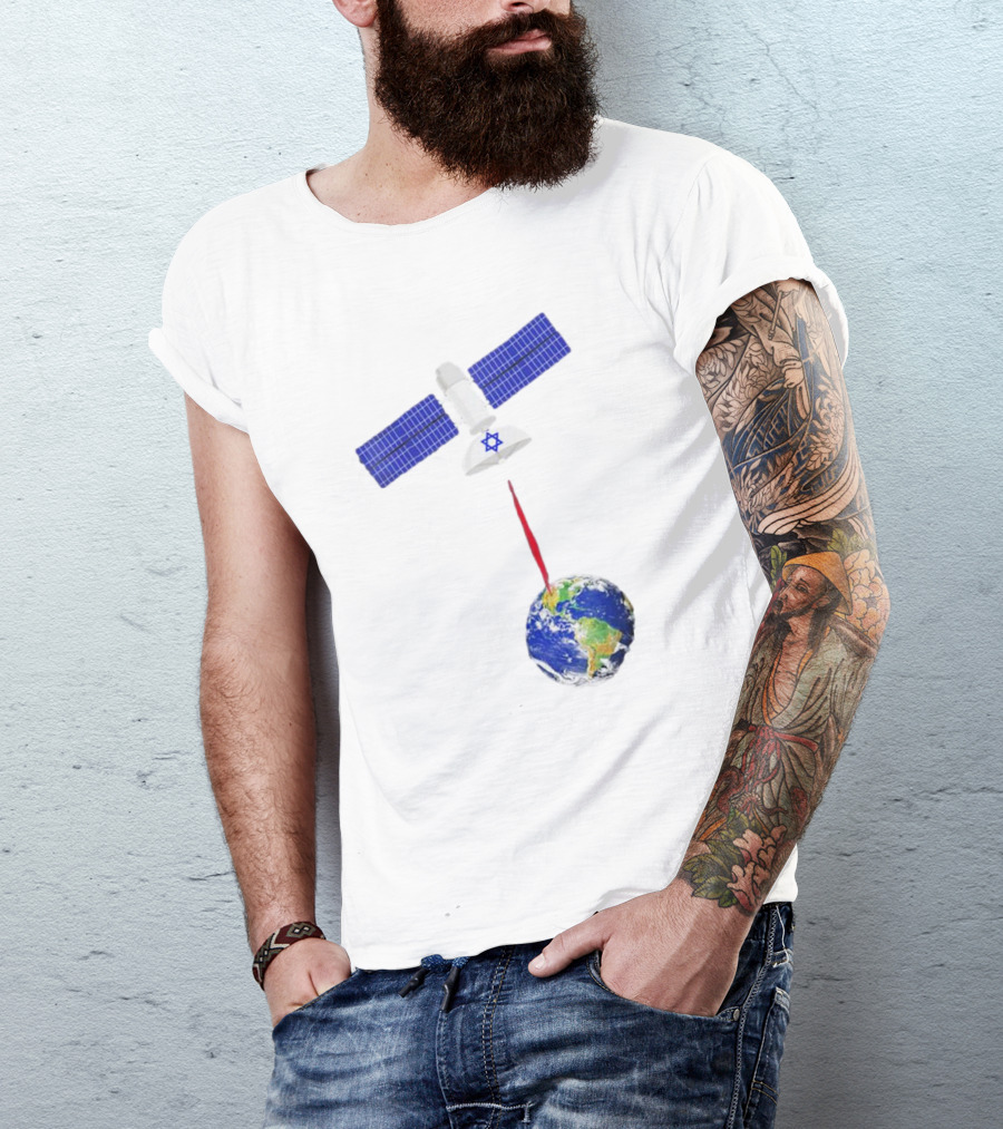 Jewish Space Laser Satellite Targeting Earth With Star Of David T-Shirt