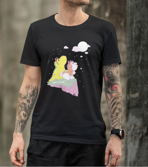 Moriah Elizabeth Howl-O-Ween Cute Dinosaur And Dog Moonlit Night Scene T-Shirt