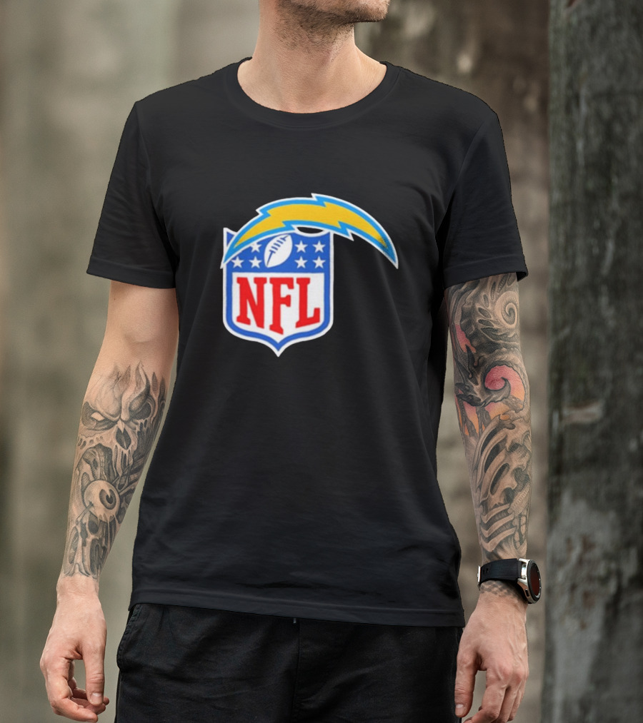 Los Angeles Chargers NFL Lightning Bolt Shield Emblem T-Shirt
