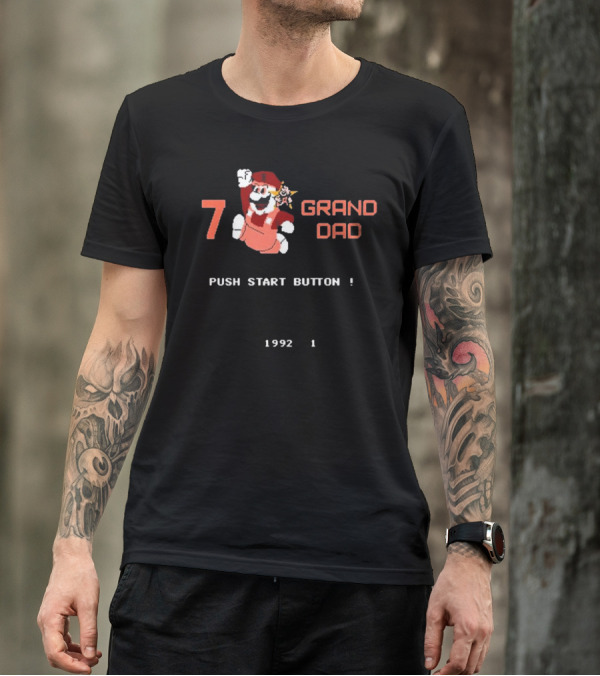 7 Grand Dad Push Start Button 1992 Video Game T-Shirt