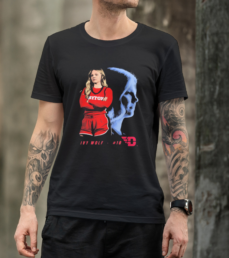Ivy Wolf Dayton Flyers #10 Basketball Portrait With Team T-Shirt