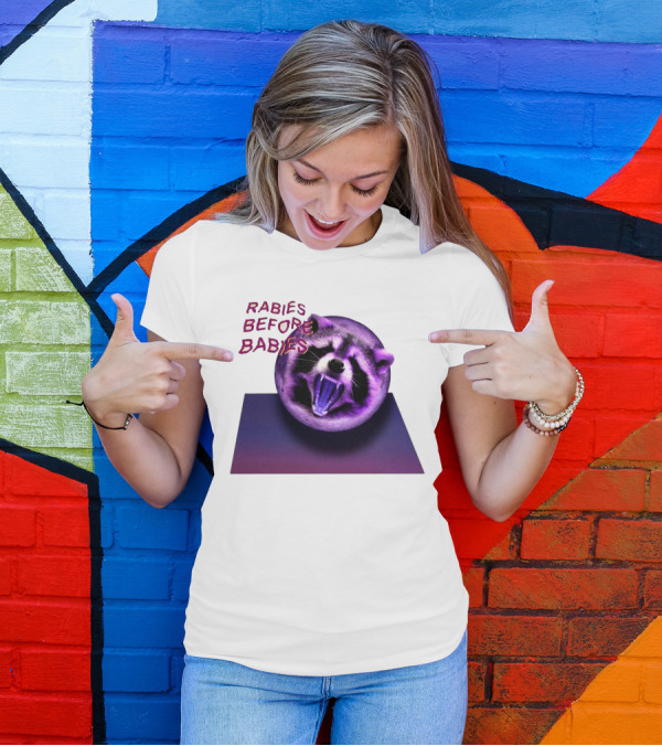 Rabies Before Babies Raccoon Spherical Illusion T-Shirt