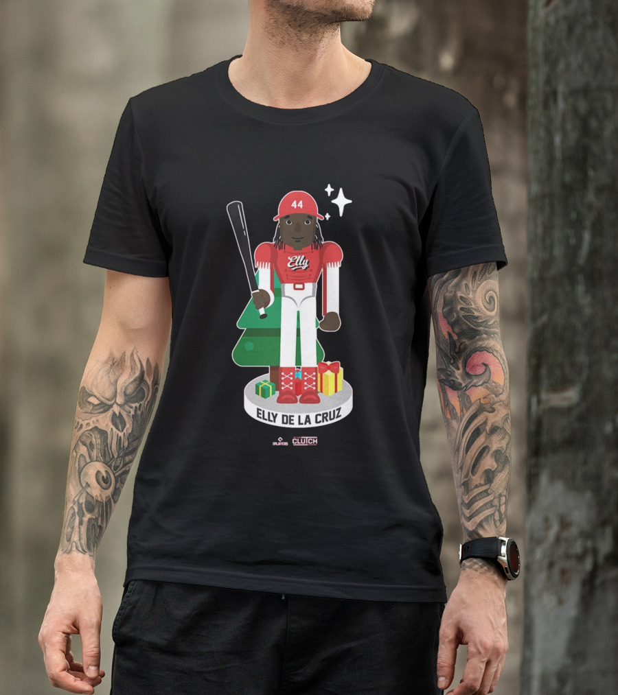 Elly De La Cruz MLBPA Nutcracker Cincinnati Reds MLB Christmas Festive Holiday Clutch Baseball Player Image T-Shirt