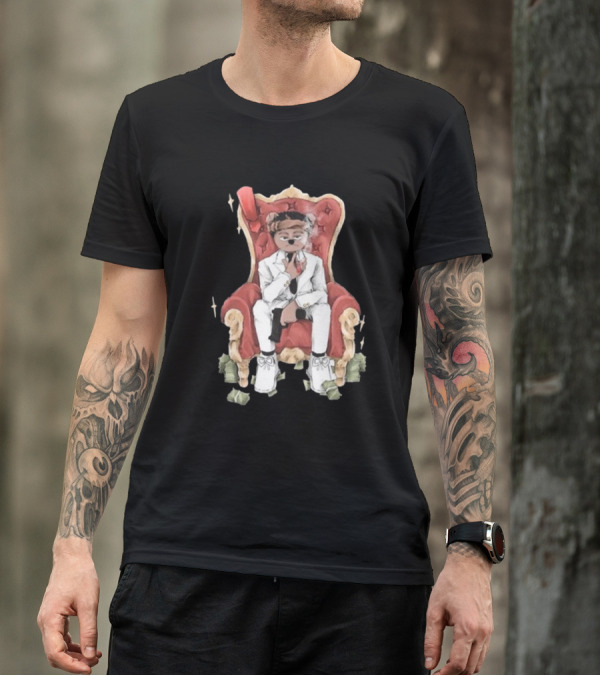 Top Kid Korro Sitting On Red Throne With Money Rolls And Suit T-Shirt