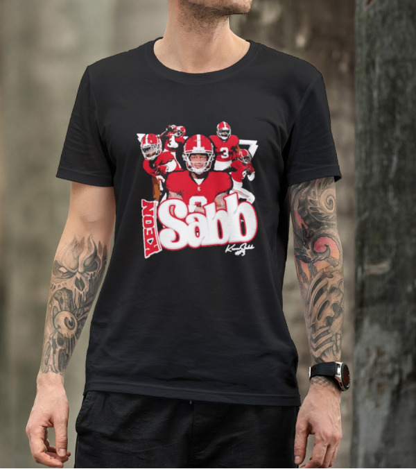 Keon Sabb 3 Alabama Crimson Tide Football Caricature Signature Crimson Jersey Players T-Shirt