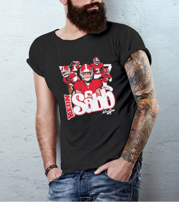 Keon Sabb 3 Alabama Crimson Tide Football Caricature Signature Crimson Jersey Players T-Shirt