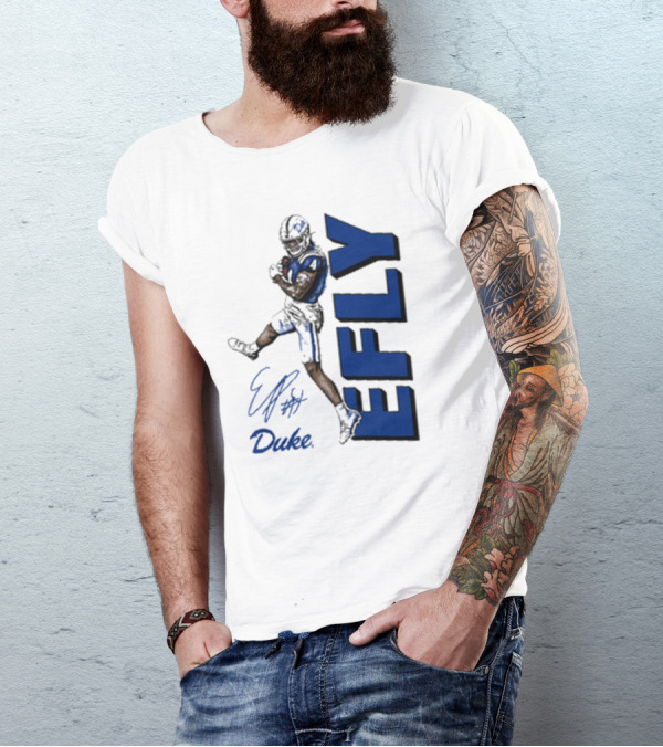 Eli Pancol #4 Duke Blue Devils EFLY Football Signature T-Shirt