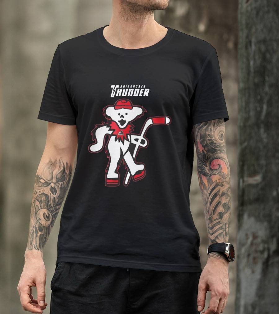 Adirondack Thunder Grateful Dead Night 2025 Hockey Bear T-Shirt