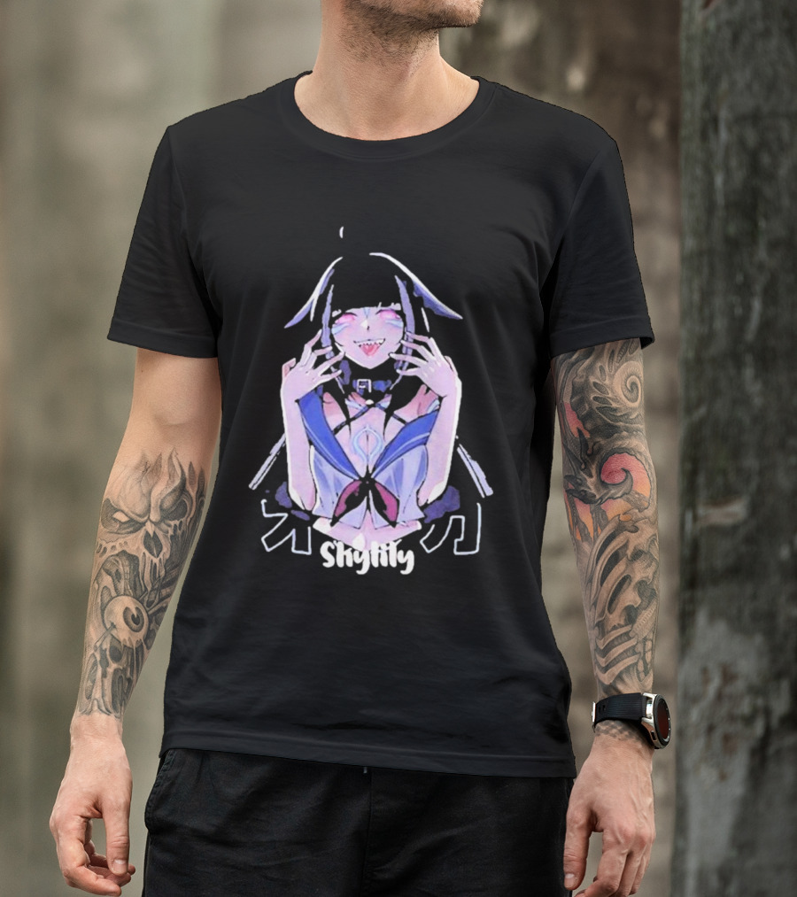 Shylily Yandere Anime Character With Fanged Smile And Pointed Ears T-Shirt